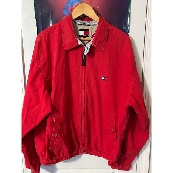 Tommy Hilfiger Other - Tommy Hilfiger Vintage Mens Red Harrington Jacket Windbreaker Full Zip Large